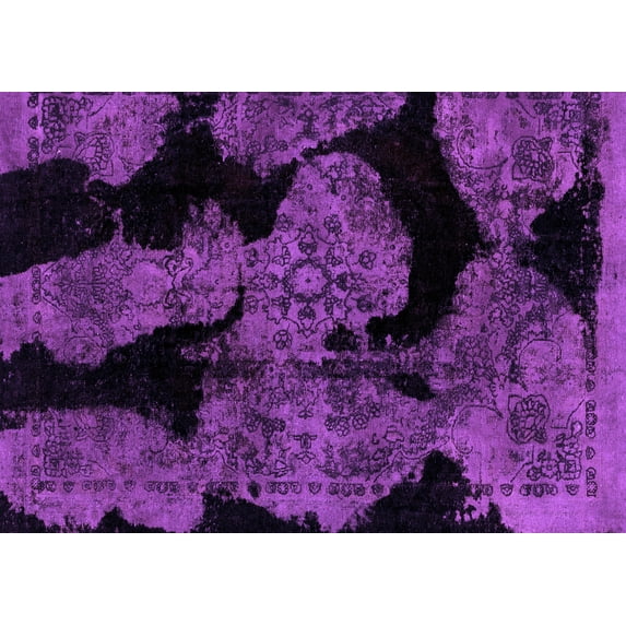 Ahgly Company Indoor Rectangle Abstract Purple Modern Area Rugs, 3' x 5'