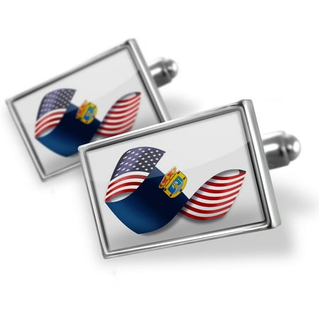 Cufflinks Infinity Flags USA and La Palma region Spain - NEONBLOND