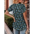 thumbnail image 3 of KISSMODA Short Sleeve Shirts for Women Dressy Casual Summer Blouses Pleated Front Loose Fit Tunic Tops, 3 of 6