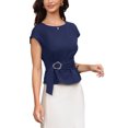 thumbnail image 4 of INSPIRE CHIC Work Tank Top for Women Cap Sleeve Crew Neck Business Casual Shirts with Belt XL Navy Blue, 4 of 6