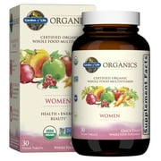 Garden of Life Organics Women's Once Daily Multi, whole food multi for Womens health, energy, hair skin & nails - one month supply