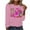 Pink, variant on Cxenplz Women's Breast Cancer Awareness T-Shirts Cute Pink Ribbon Graphic Print Tees Tops Fall Casual Long Sleeve Crew Neck Dressy Shirts