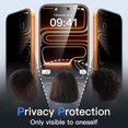 thumbnail image 3 of Privacy Screen Protector for iPhone 17 Pro Max 6.9-Inch with Camera Lens Protector, Anti-Spy Tempered Glass Film, Easy Installation Tool, 2-Pack Each, 3 of 8