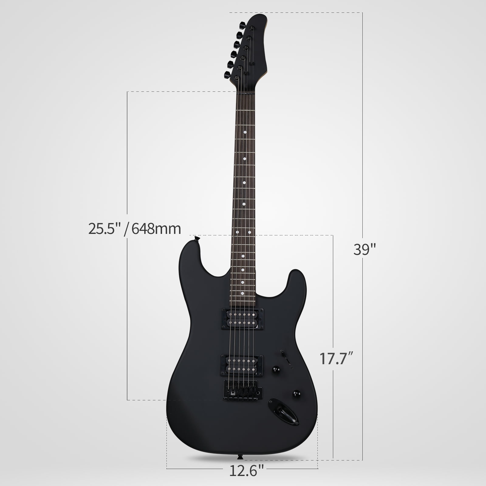 Ktaxon KST 39in Electric Guitar Beginner Kit w/ 20W Amp, H-H Pickups, Capo, Strap, Cable, Picks, Matte Black