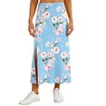 thumbnail image 3 of Asklazy Women's Casual Elegant Elastic High Waist Side Split Floral Lilies Midi Skirt, 3 of 11