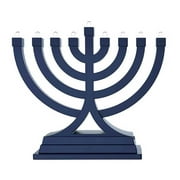 Zion Judaica Mini LED Hanukkah Menorah Battery or USB Operated - Multiple Light Settings On The Go Hanukkiah for Chanukah Decorations (Blue)