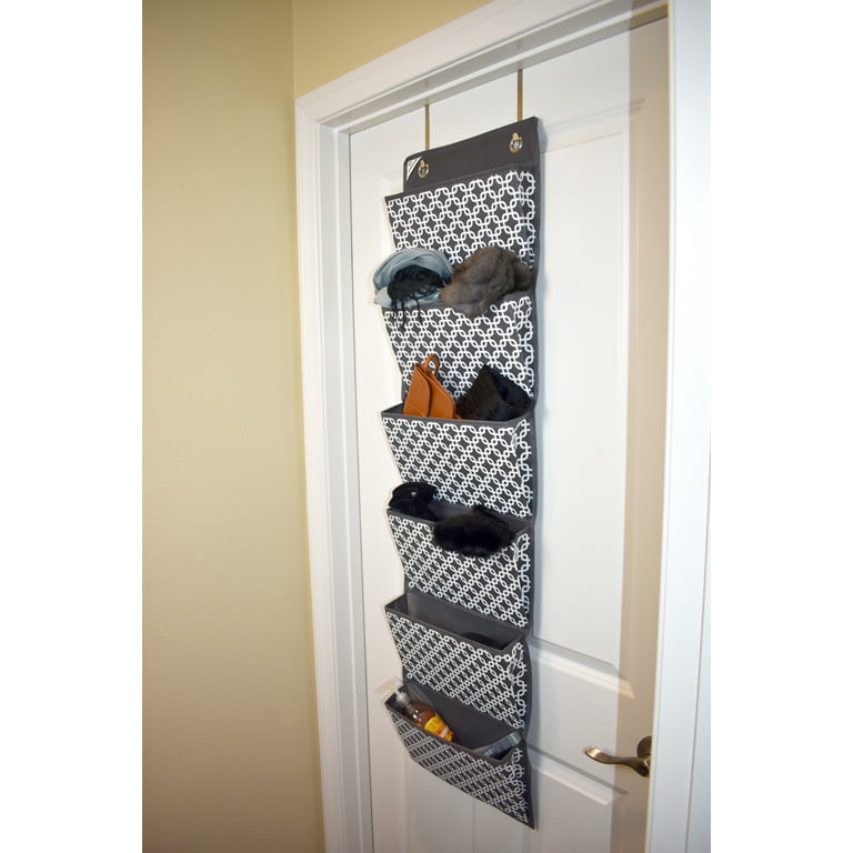 Compono Office Supplies Storage Organizer Includes 2 Over Door Hangers, 6 Pocket Chart for Home, Business, Clothing, and School Organizers (Gray)