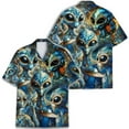 thumbnail image 3 of Magic Golden Art Alien Hawaiian Shirt For Men Vintage Aliens Mens Hawaiian Shirts Short Sleeve Button Down Shirt Men, 3 of 7