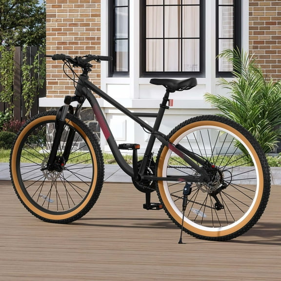 Uforic 26'' Mountain Bike for Men & Women, 21-Speed MTB for Adults, Dual Disc Brakes, Aluminum Frame, Black