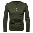 thumbnail image 4 of IDALL Long Sleeve Shirts for Men V Neck T Shirts Men Blouses & Button-Down Shirts Autumn And Winter Multi Button V Neck Design Long Sleeve Pajamas T Shirt Mens Shirts Army Green L, 4 of 5