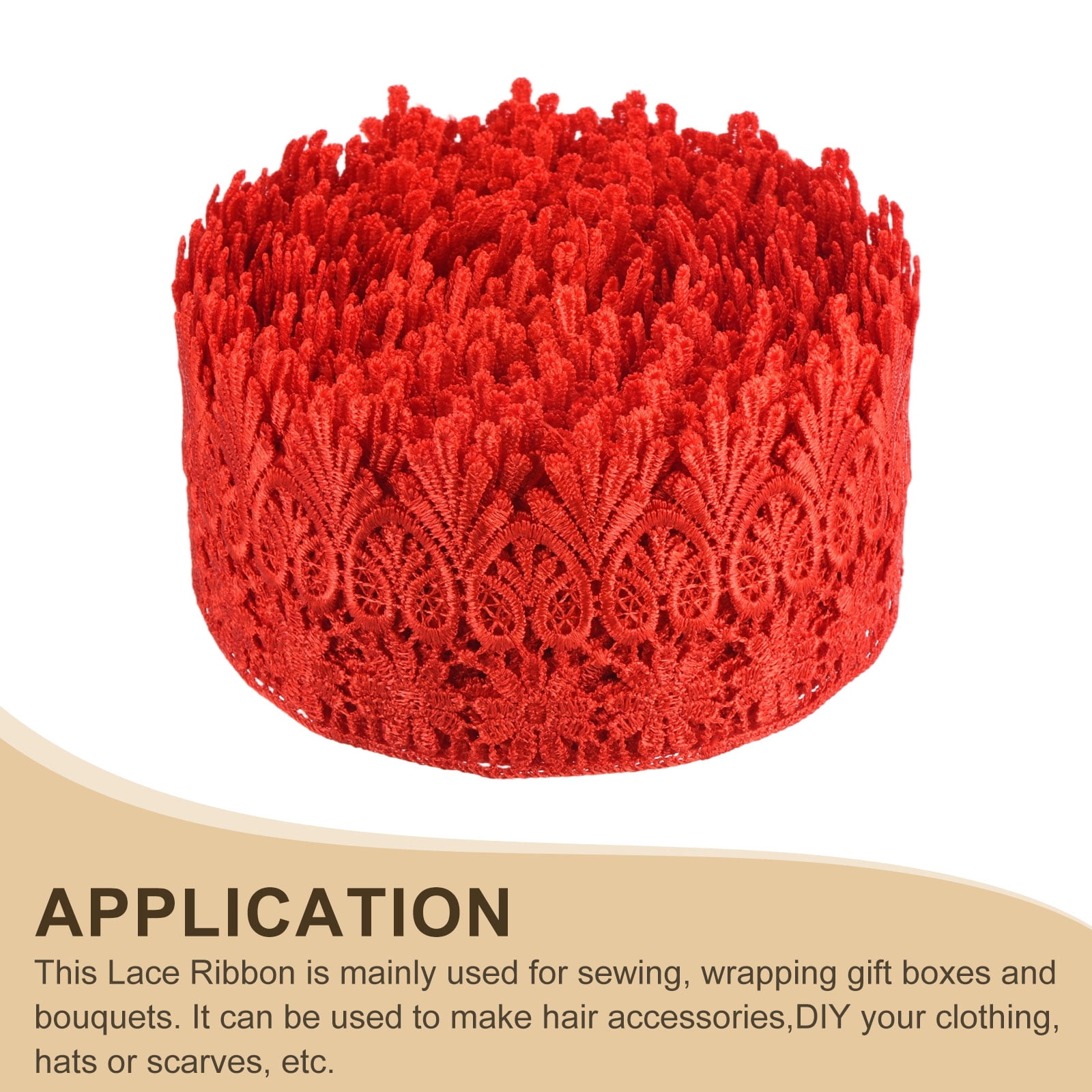 Uxcell 3.15 Inch Wide 15 Yard Lace Ribbon Floral Pattern Red Embroidered Lace Trim Ribbon for Sewing Making, and DIY Crafts, Gift Wrapping, Wedding Decor