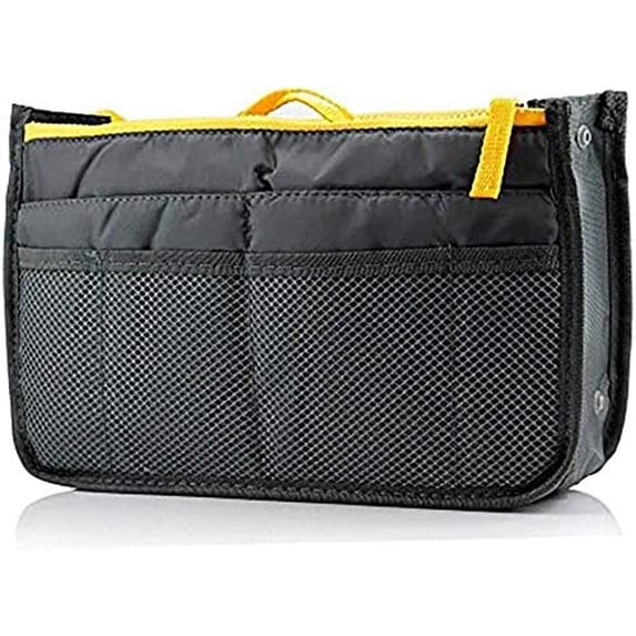 LINLIN Portable Multi-Pocket Handbag Organizer Bag Handbag Purse Insert Liner Pouch,Double Zipper Travel Compartment Purse Bag Durable Storage Package for Makeup,Storage,Toiletry