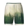 thumbnail image 4 of Lsque Mens Swim Trunks Fog Forest Pattern - Bathing Suit Compression Liner - Beach Swim Shorts Swimwear - (S-3XL) - Stretch Quick Dry -Medium, 4 of 9