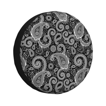 Spare Tire Cover Black White Indian Paisley Waterproof Trailer Tire Covers 14 -17 Tough Tire Protector for Truck Camper 14 inch -尺码