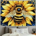 thumbnail image 2 of BCIIG Bees Tapestry Large Kids Sunflower Floral Wall Blanket for Boys Girls Teens Honeycomb Wall Hanging Farmhouse Wall Art Room Decorations Blue Yellow 40x30inch, 2 of 6