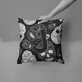 thumbnail image 2 of Letter J Day of the Dead Skulls Black Fabric Decorative Pillow, 2 of 4