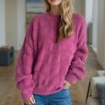 thumbnail image 5 of Alkepwun Sweaters for Women Crewneck Cute Hollowed Out Long Sleeved Loose Fall Winter Knitted Pullover Tops, 5 of 6
