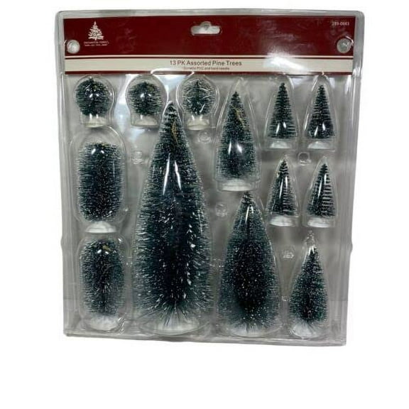 Enchanted Forest Set of 13 Pine Trees Bushes Christmas Tabletop Holiday Decoration Fun Christmas Village Building Holiday Dcor