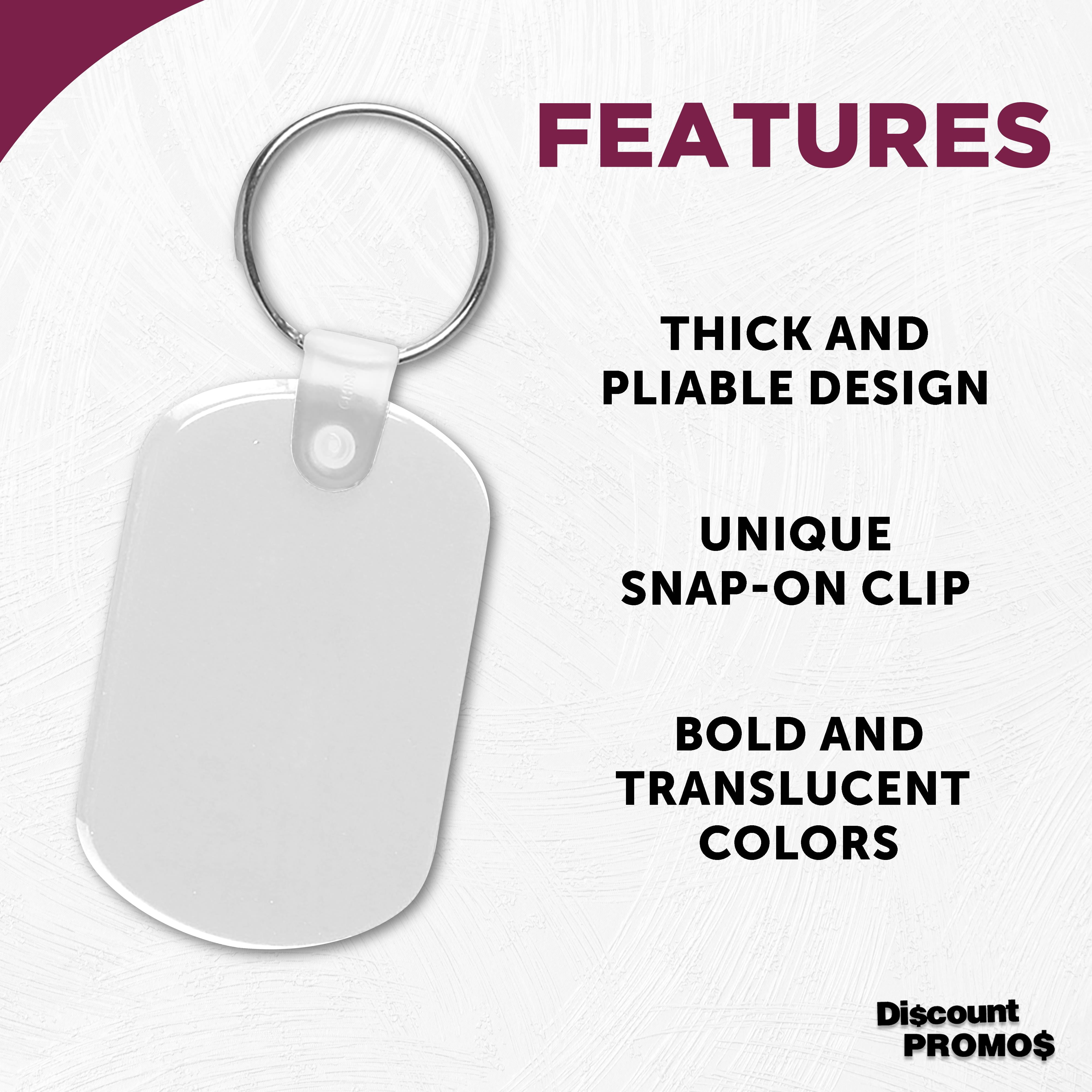Tag Soft Plastic Keychains - 10 pack -Small Key Tag Chain For Staying Organized - Rubber Key Ring Keychain – White