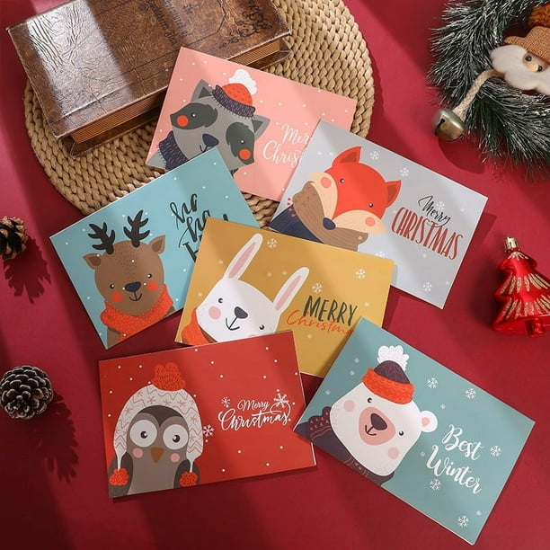 Juego de 24 tarjetas navideñas: tarjetas de felicitación navideñas con sobres y pegatinas a juego, 6 diseños variados, tarjetas navideñas al por mayor, perfectas para enviar cálidos deseos navideños