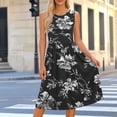 thumbnail image 2 of Alkepwun Midi Dresses for Women Floral-Print Round-Neck Sleeveless Pleated Waist-Cinched Ankle-Length Dress Lightweight Breathable Flowy A-Line Maxi Sundress for Beach, 2 of 7