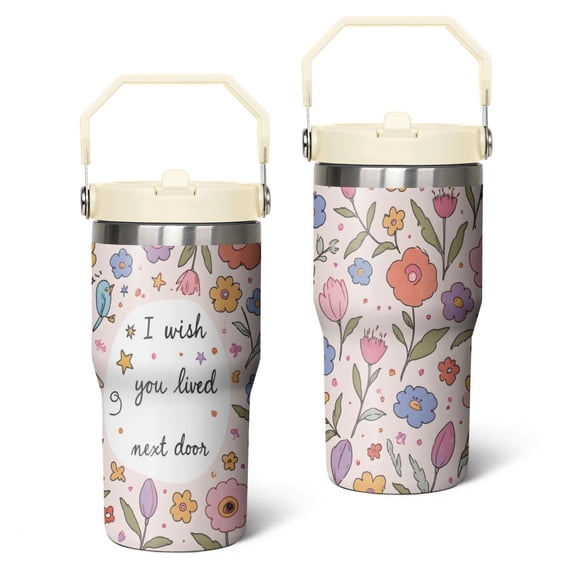 20 Oz Tumbler Colorful Small Broken Flowers Tumbler with Lid and Straw, Birthday Gift Cup for Friend Women Men Coffee Travel Mug Thanksgiving Day Halloween Christmas Gift Water Bottle