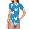 thumbnail image 4 of The Xecao Cartoon Chicken Women's Crew Neck Body Suit, a short-sleeved bodysuit and basic swimsuit, both comfort and style for dating and daily life, 4 of 9