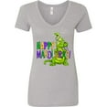 thumbnail image 3 of Inktastic Happy Mardi Gras Big and Little Alligators with Beads Women's V-Neck T-Shirt, 3 of 5