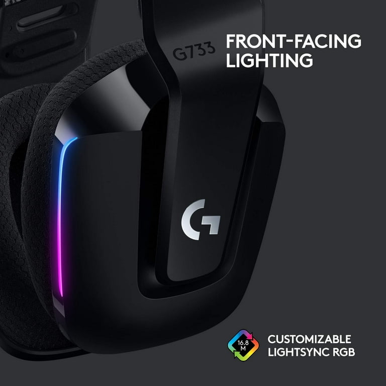  Logitech G733 Lightspeed Wireless Gaming Headset with  Suspension Headband, Lightsync RGB, Blue VO!CE mic technology and PRO-G  audio drivers - Black : Everything Else