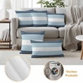 thumbnail image 6 of Haze Blue Aqua Stripe Outdoor Waterproof Pillow Covers, Modern Art Horizontal Striped Decorative Square Throw Pillowcase Sofa Cushion Sham for Patio/Couch/Chair, 18"x18" 2 Pack, 6 of 8