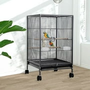 YRLLENSDAN 35in Bird Cage, Parrot Cage Wide Bird Cage with Play Open Top & Rolling Stand Parakeet Cage for Birds Parrots Parakeets