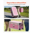 thumbnail image 5 of KFFKFF Set of 2 Metal Storage Trunks with Wooden Design, Includes Padlocks, Casters, and 3 Metal Handles, Decorative Storage Boxes with Lids for Travel, Home, Dorm, or Apartment, Pink, 5 of 9