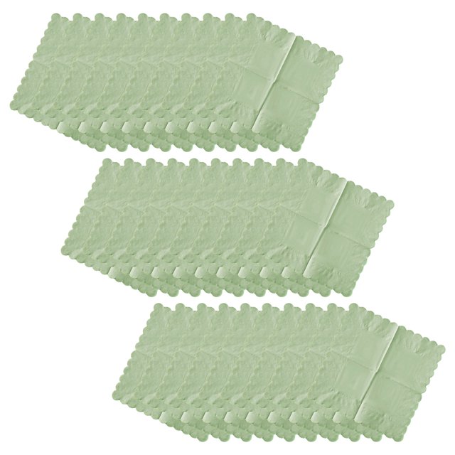 unbranded 100Ud Elegant Green Scalloped Napkins Disposable for Dessert Table and Engagement Party