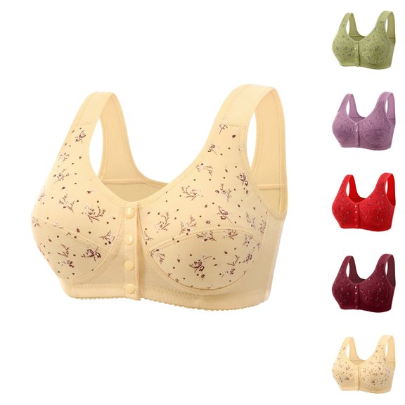 Bosfbaoi Sports Bras for Women Front-closure Printed Underwear Comfortable Wireless Everyday Bra for Daily Wear