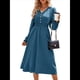thumbnail image 1 of Vestido Mini de Larga con Escote en V para Mujer, Corte A, Cintura Alta, Informal, Fluido, Ideal para Invitadas A Cócteles y Bodas. Azul Neblina M, 1 of 10