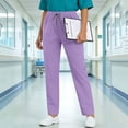 thumbnail image 4 of qolati Scrub Pants for Women Stretch Elastic Waist Jogger Pants Soft Womens Scrubs Pant Classic Fitted Drawstring High Waisted Cargo Pants with Pockets Purple M, 4 of 9