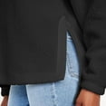 thumbnail image 4 of ShomPort Women Fleece Sweatshirt Fuzzy Long Sleeve Button Collar Pullover Coat with Pocket (Black ), 4 of 9