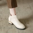 thumbnail image 2 of Xfvqtps Ankle Boots for Women Back Zipper Pointy Toe Block Low Heel Leather Fashion Commute Booties White, 2 of 9