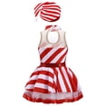 thumbnail image 2 of Miutii Kids Girls Ms.Santa Candy Cane Striped Christmas Outfits Sleeveless Ballet Leotard Tutu Dress with Hat Dancewear Red 16, 2 of 7