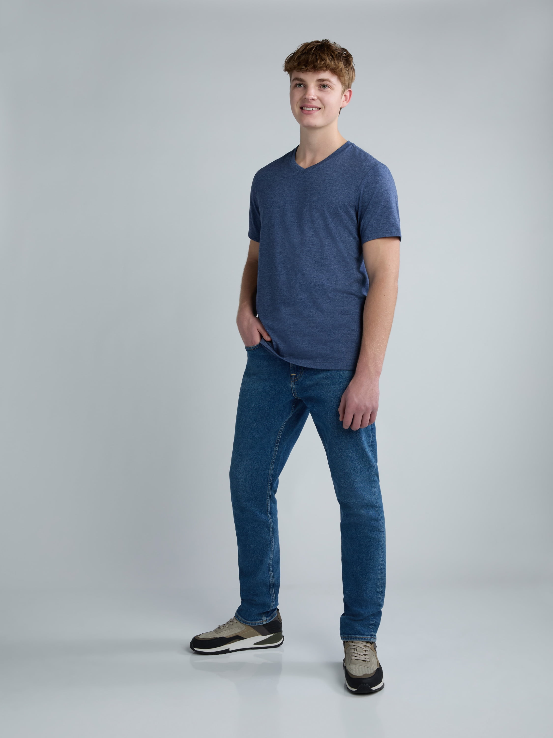 George Men's and Big Men's Lightweight V Neck Tee with Short Sleeves, 3-Pack, Sizes XS-3XL
