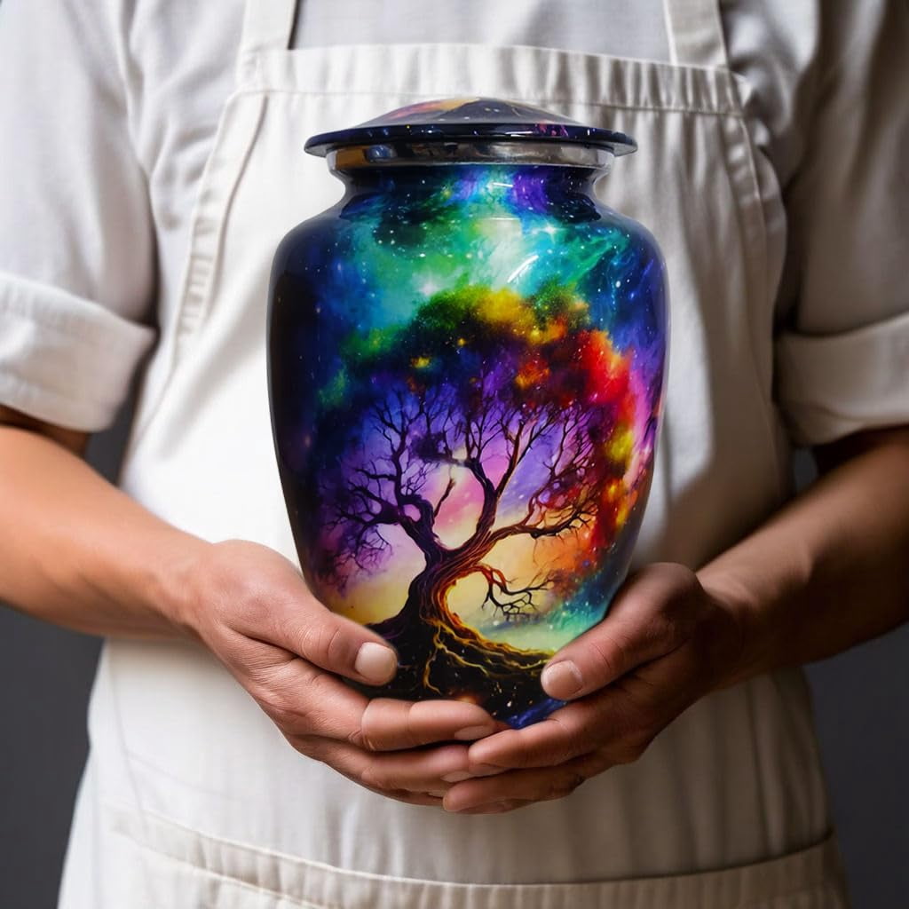 Cosmic Galaxy Tree Cremation Urns for Human Ashes Adult Male Female, Burial Urns, Decorative Urns, Funeral Urns, for Women and Men