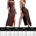 thumbnail image 3 of Vestido Largo De Verano Vestido de fiesta en la playa para mujer Sin espalda Color sólido Casual Traje diario (Café L) Cgtredaw Para estrenar, 3 of 6