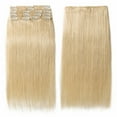 thumbnail image 3 of Benehair 10"-24" Clip In 100% Blonde Real Remy Human Hair Extensions Thick Double Weft Full Head Women Straight Soft, 3 of 11