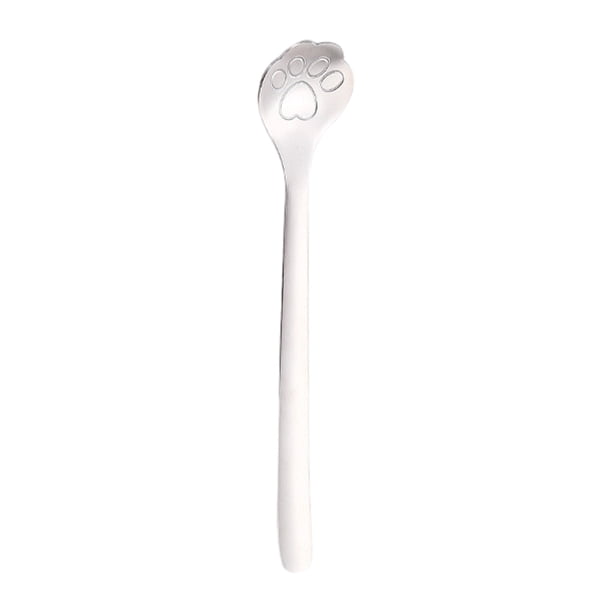 PAW SPOON CAT CAPA DE TEA DE ACERO ACERADO DE ACERADO COMENTO CAFÉ PLATA