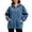 Blue, variant on Women's Quarter Zip Hoodie Denim Pullover Oversized Long Sleeve Casual Hooded Top with Kangaroo Pocket Relaxed Fit Sweatshirt for Daily Commute Weekend Outings