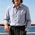 thumbnail image 6 of IhhxPro Men's Linen Button down Shirt Breathable Lightweight Fit Button-Up Pleated Dress Casual Summer Wedding Office Vacation Slim Long Sleeve Solid S-3XL, 6 of 9