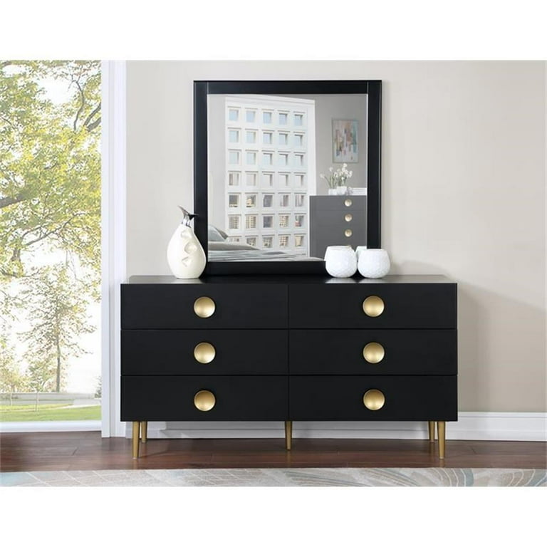 Home Square 2-Piece Set with Metal Dresser and Mirror in Rich Black -  Walmart.com