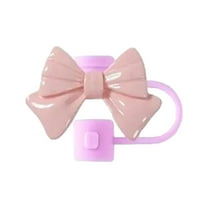 Cute Bow Straw Topper Covers with Leak-Proof Design - Reusable Straw Cap Tips for Drinking Straws, Decorative Straw Accessories - B