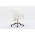 thumbnail image 3 of Velvet Fabric Upholstered Swivel Home Chair, Adjustable Height 360 Degree Swivel Office Chair with Gold Metal Legs & Universal Wheels, for Indoor Home Living Room, Ivory, 3 of 9