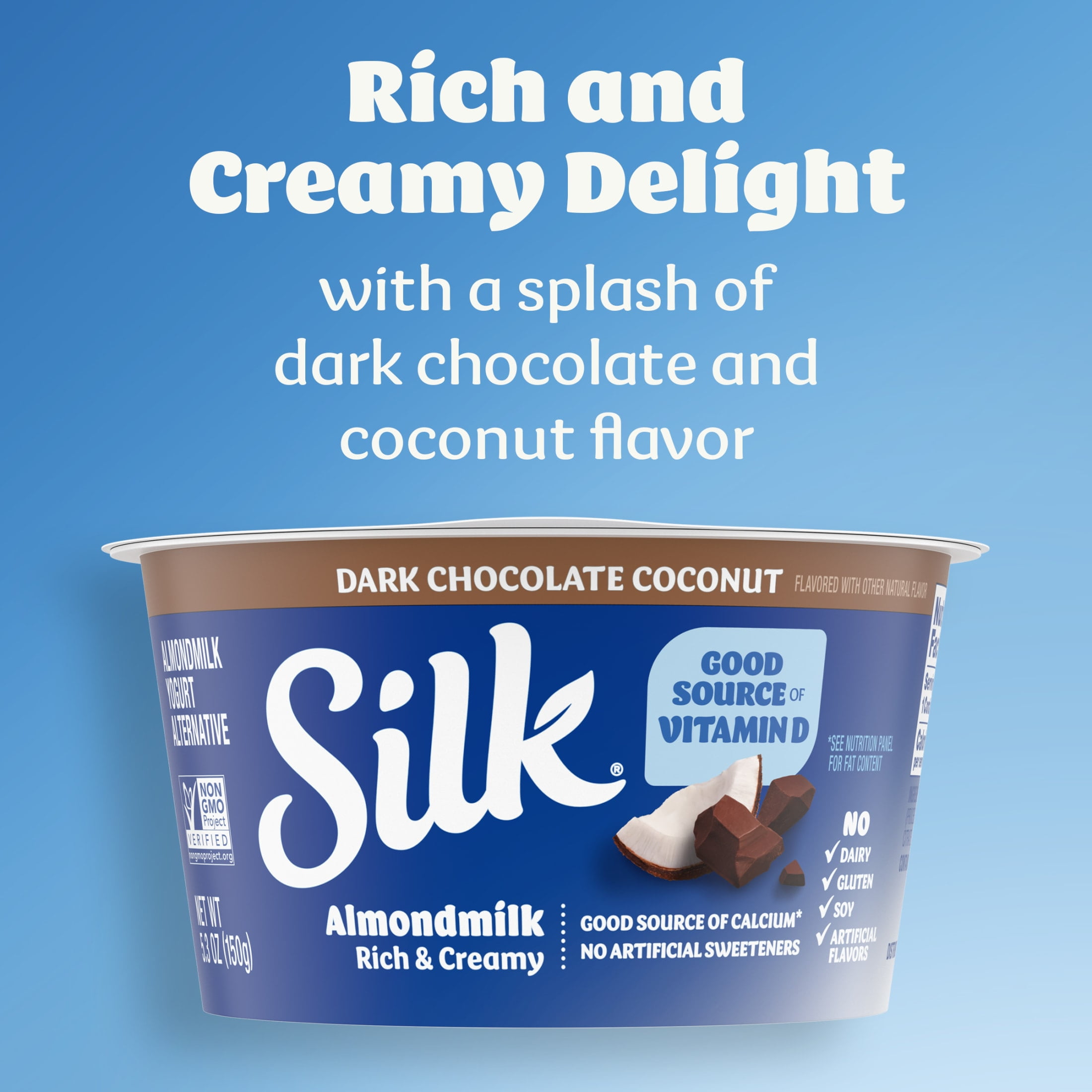 Silk Dairy Free, Dark Chocolate Coconut Plant Based, Almond Milk Yogurt Alternative Container, 5.3 oz